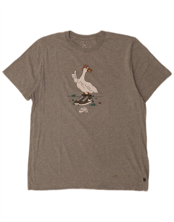 Мужская футболка с рисунком NIKE, большой размер, серый хлопок