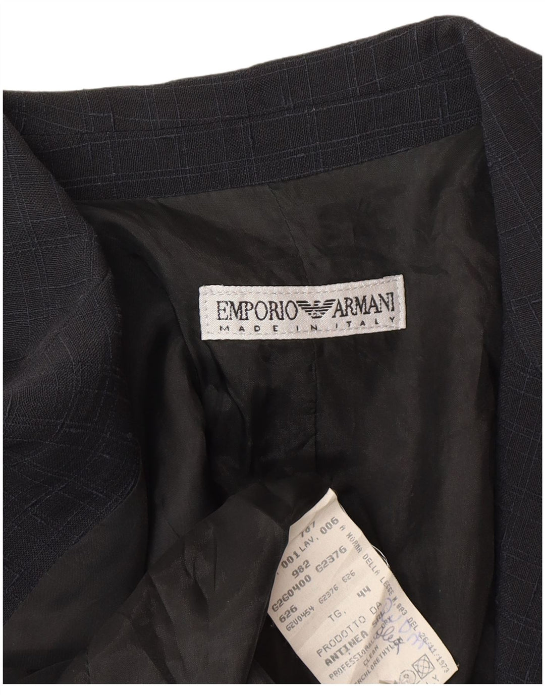 Женский пиджак на 1 пуговице Emporio Armani IT 44, средний темно-синий в клетку