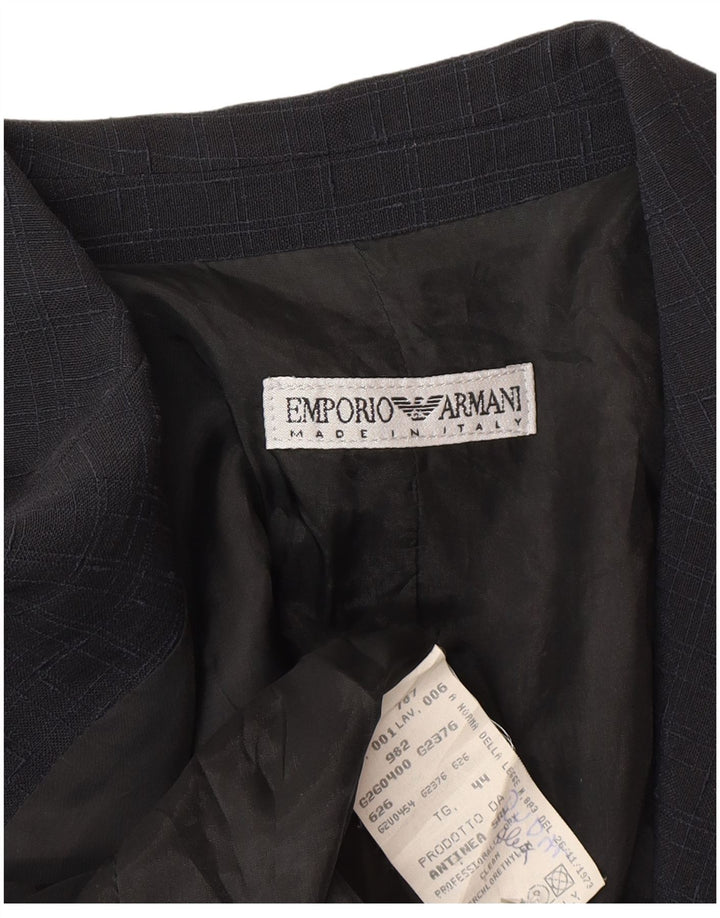 Женский пиджак на 1 пуговице Emporio Armani IT 44, средний темно-синий в клетку