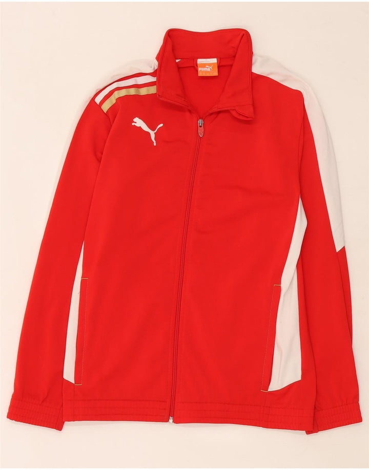 Спортивный костюм Puma для мальчиков с графическим рисунком, верхняя куртка 13–14 лет, красный с цветными блоками