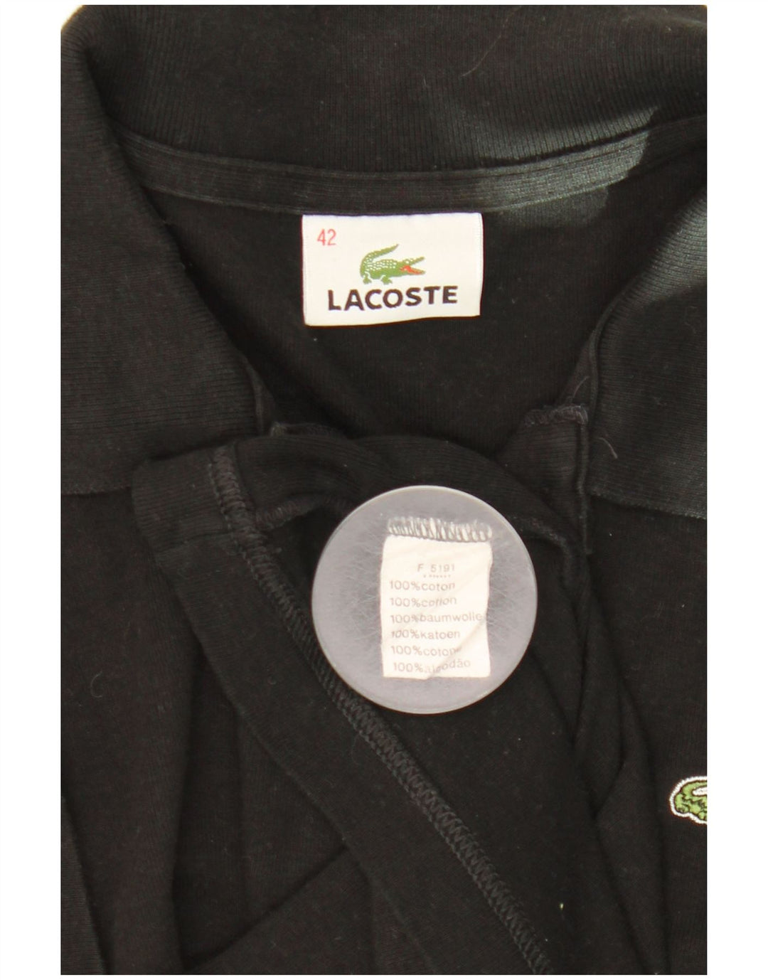 Женская рубашка поло Lacoste, размер 42, большая, черная, хлопок