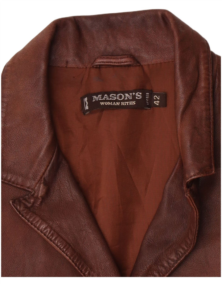Женский кожаный пиджак Mason's на 3 пуговицах IT 42, средний коричневый