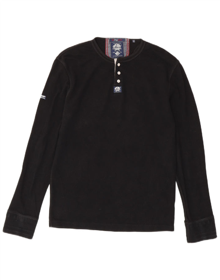 SUPERDRY Мужской топ Heritage с длинным рукавом XL, черный хлопок