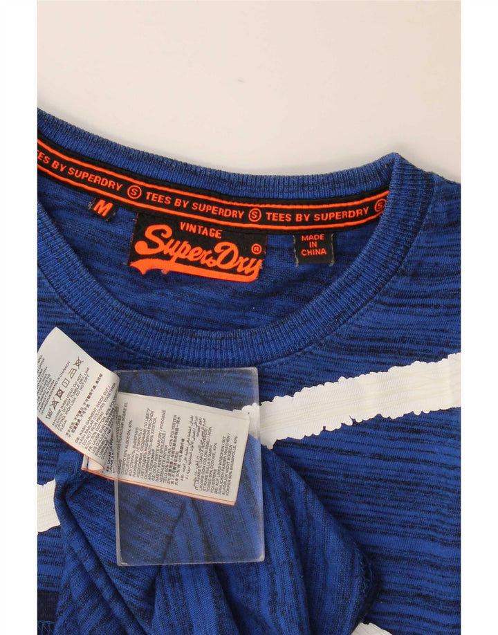 Мужская футболка Superdry Regular с графическим рисунком, хлопковая футболка среднего размера в синюю полоску