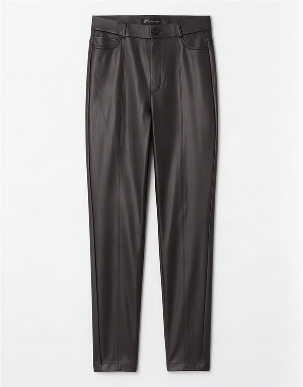 Женские узкие брюки из искусственной кожи Zara Medium W28 L29, черные из полиуретана