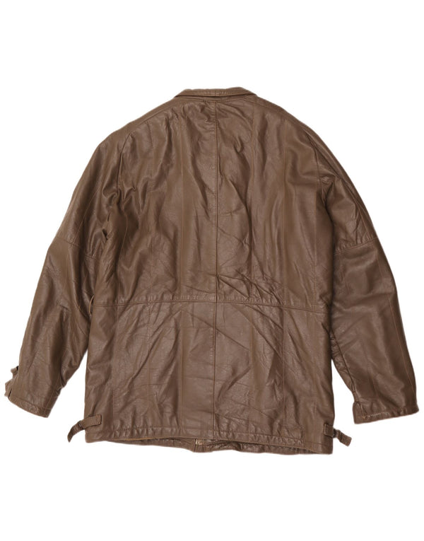 Винтажная мужская кожаная куртка IT 54 2XL Коричневая