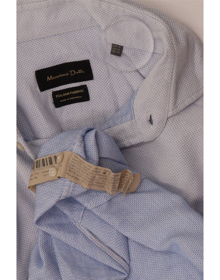 Мужская рубашка Massimo Dutti 2XL, хлопок в синюю пятнистую клетку