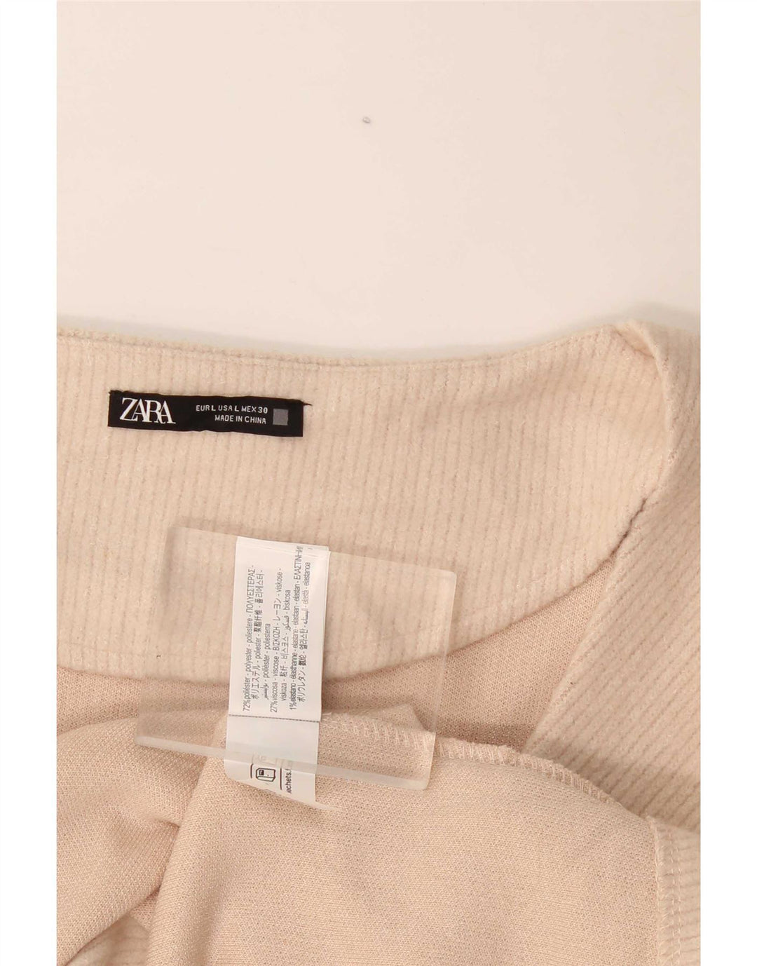 Женская блузка с длинным рукавом Zara UK 14, большой бежевый полиэстер