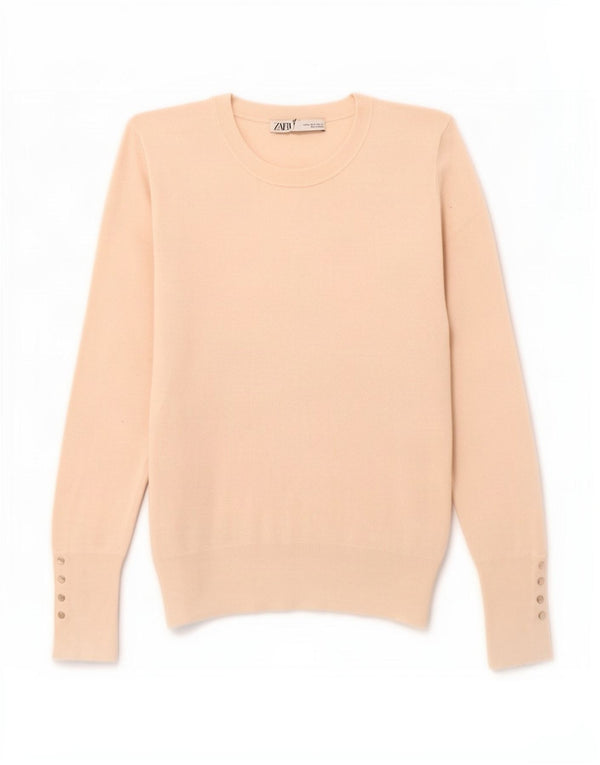 Женский джемпер с круглым вырезом Zara UK 10, маленький размер, бежевый, вискоза