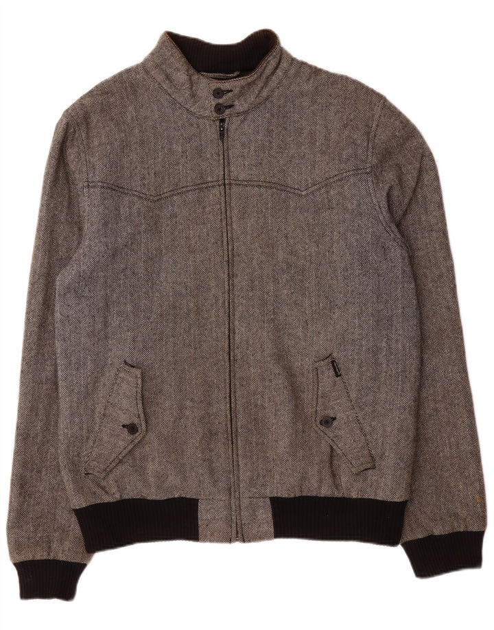 Мужская куртка-бомбер Carhartt UK 38, средний серый полиэстер с узором «в елочку»