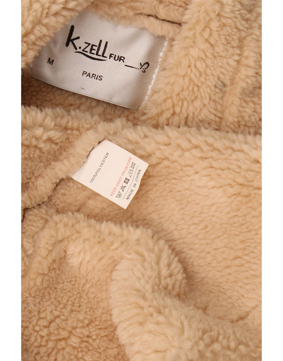 K. ZELL Женское пальто из шерпы свободного кроя UK 14 Средне-коричневый с геометрическим рисунком