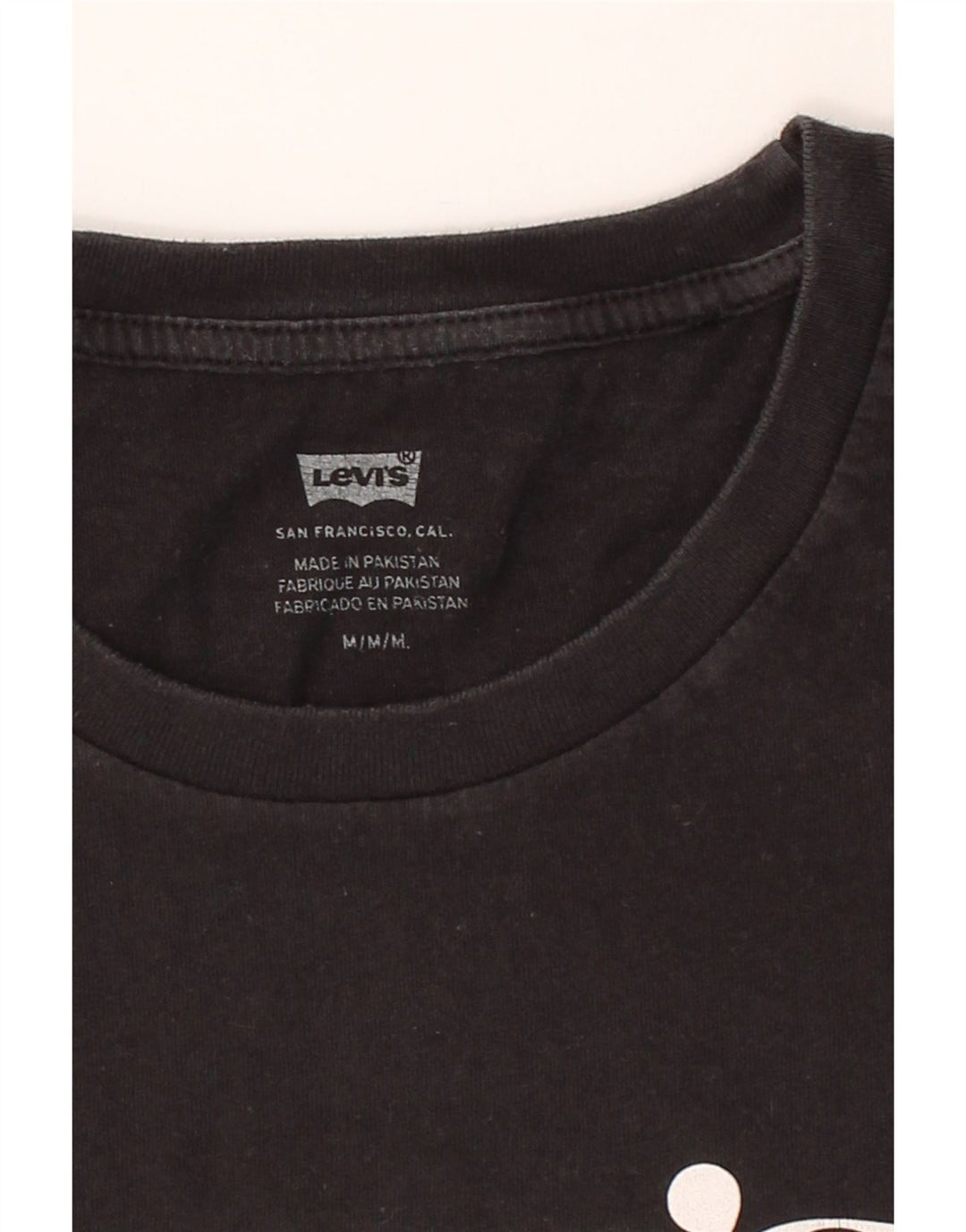 LEVI'S Womens Graphic T-Shirt Top UK 12 Medium Black Cotton Vintage Levi's and Second-Hand Levi's from Messina Hembry 
