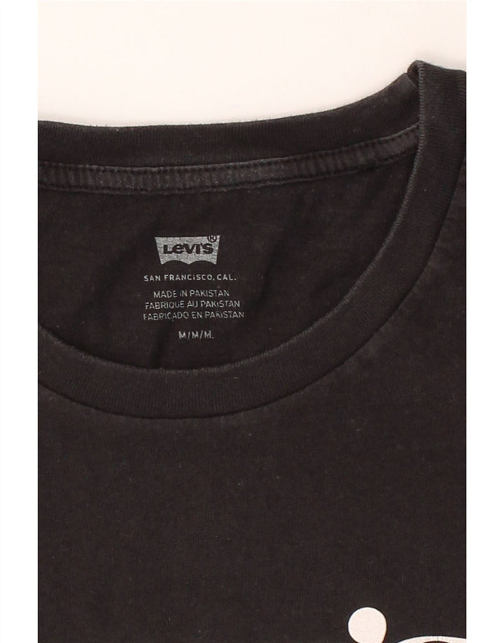 LEVI'S Womens Graphic T-Shirt Top UK 12 Medium Black Cotton Vintage Levi's and Second-Hand Levi's from Messina Hembry 