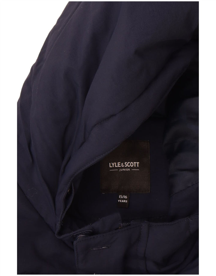 Утепленная куртка Lyle & Scott для мальчиков с капюшоном, 15–16 лет, темно-синий, полиамид