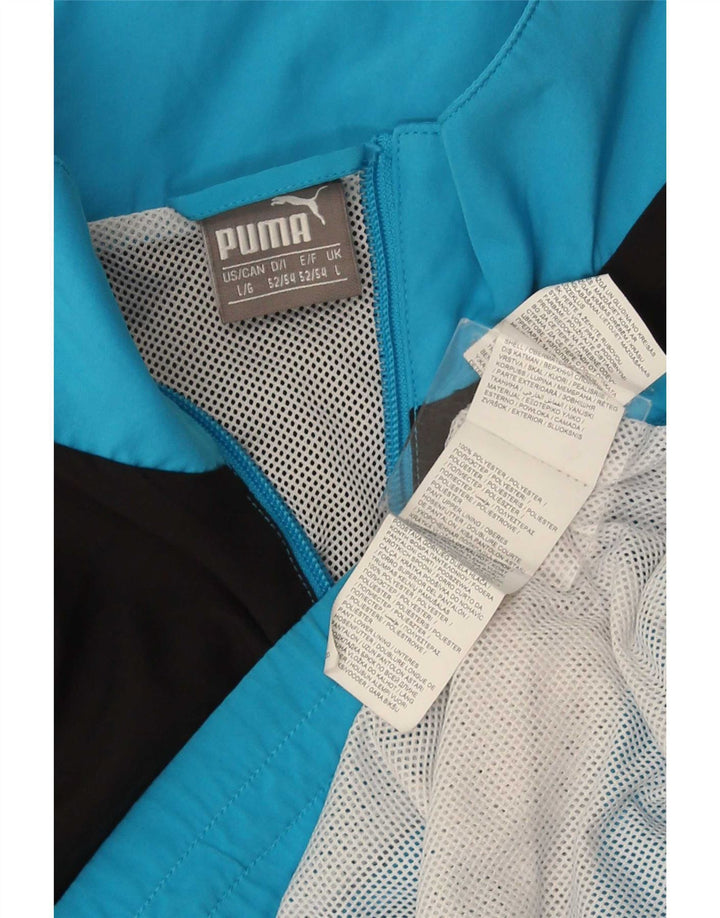 Мужская спортивная куртка Puma, большая синяя полиэстер с цветными блоками