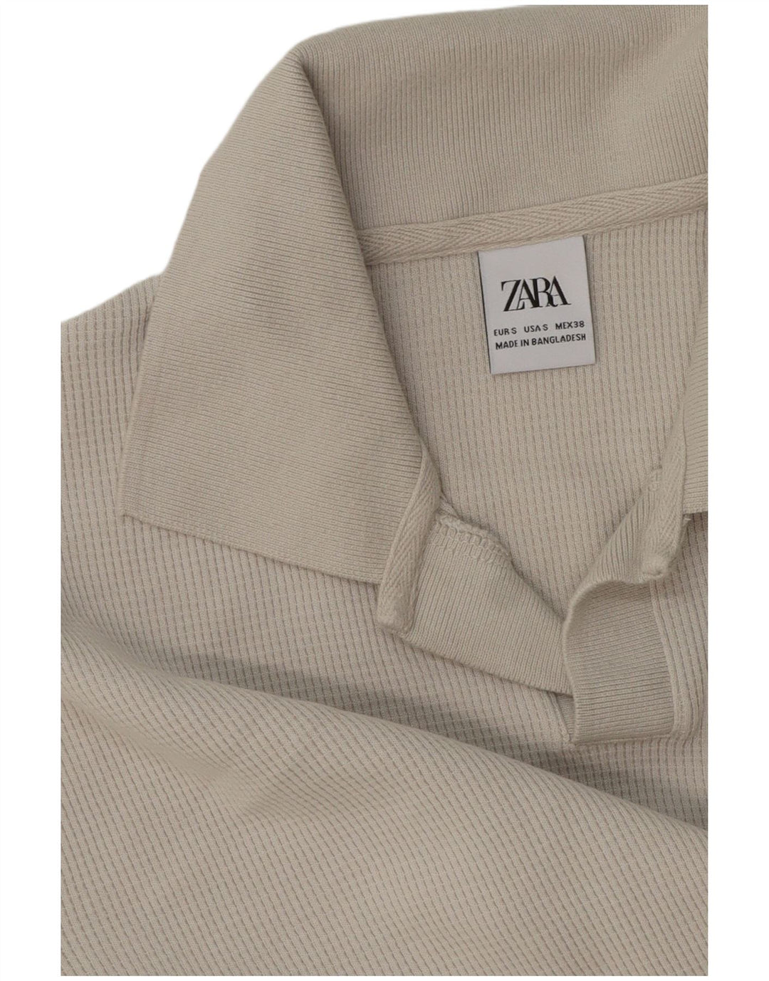Мужской джемпер с воротником-поло ZARA, маленький серый хлопковый свитер