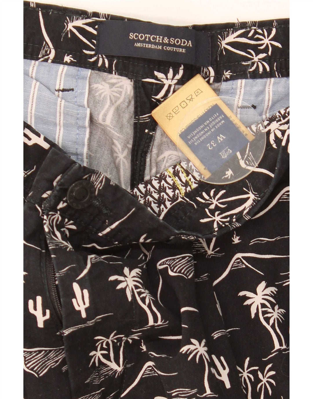 Мужские шорты чинос с абстрактным узором Scotch & Soda W32, средние черные гавайские шорты