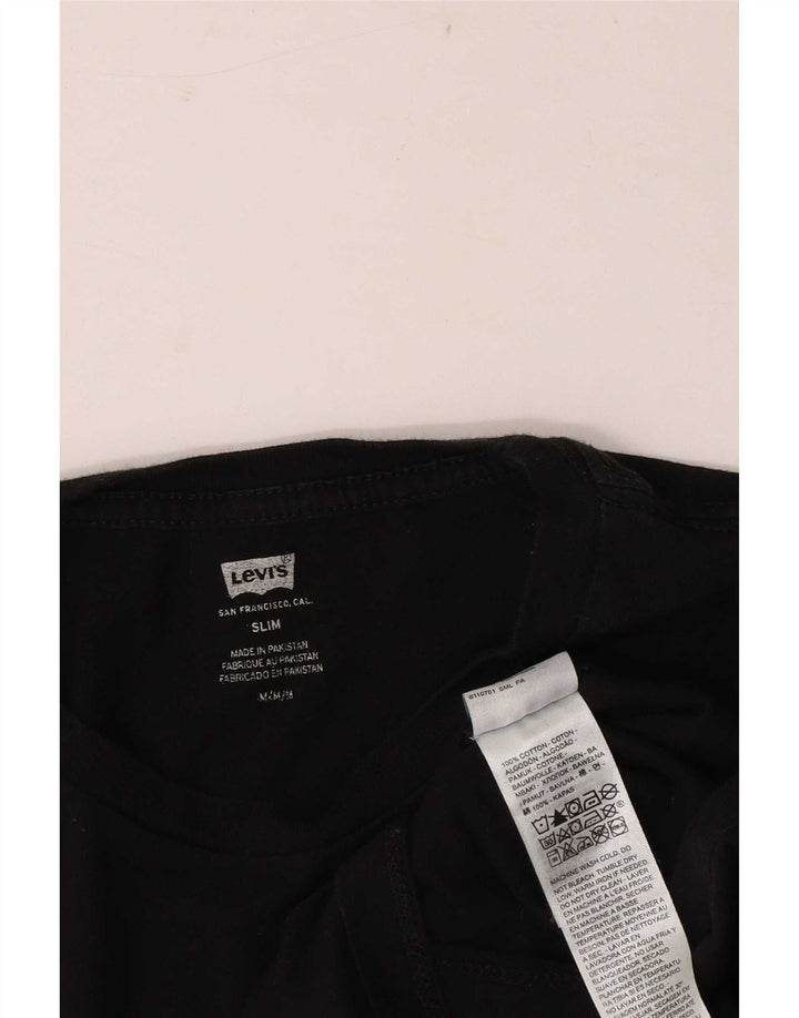 Мужская тонкая футболка Levi's из хлопка среднего размера, черная