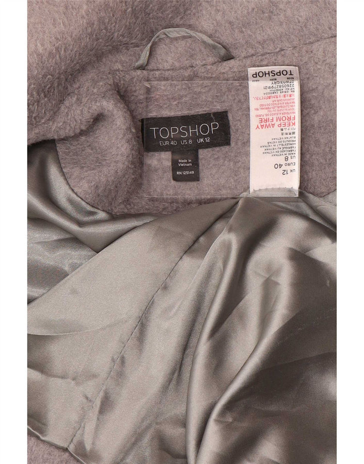 Topshop Женское пальто оверсайз UK 12 Средне-серый полиэстер