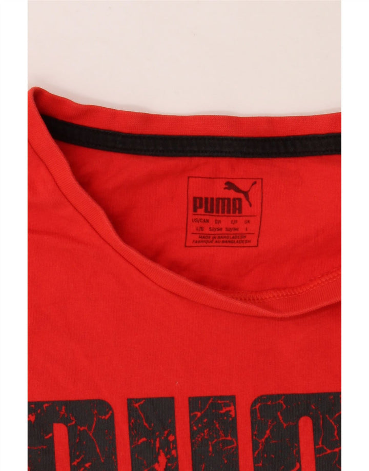 PUMA Mens Graphic T-Shirt Top Large Red Vintage Puma and Second-Hand Puma from Messina Hembry 