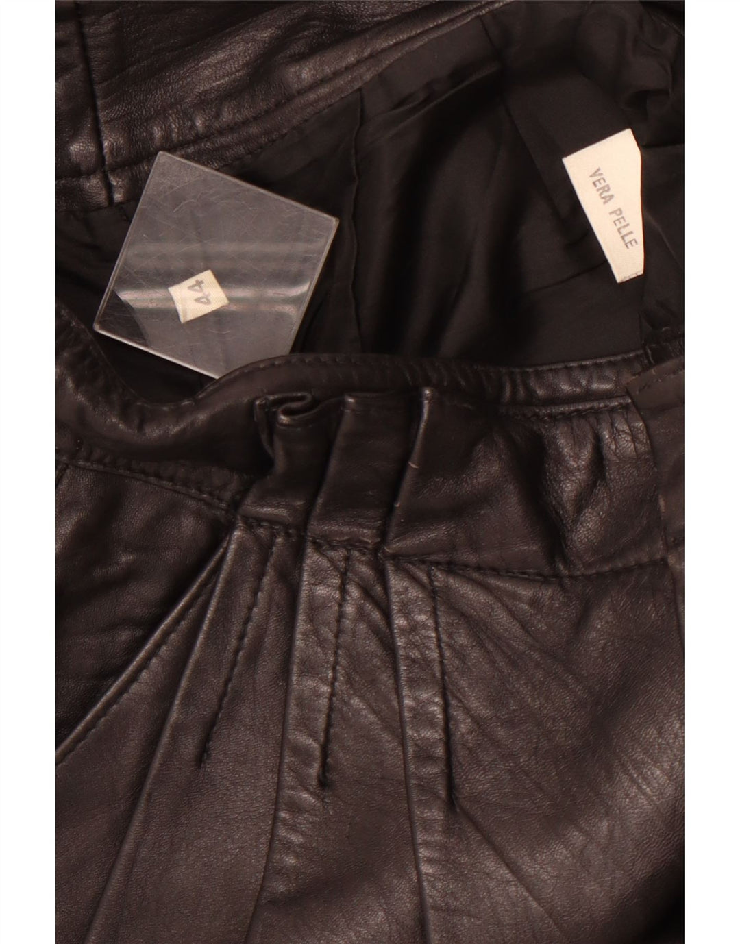 ВИНТАЖНЫЕ женские кожаные брюки с ремешками IT 44 Medium W26 L26 Черные кожаные