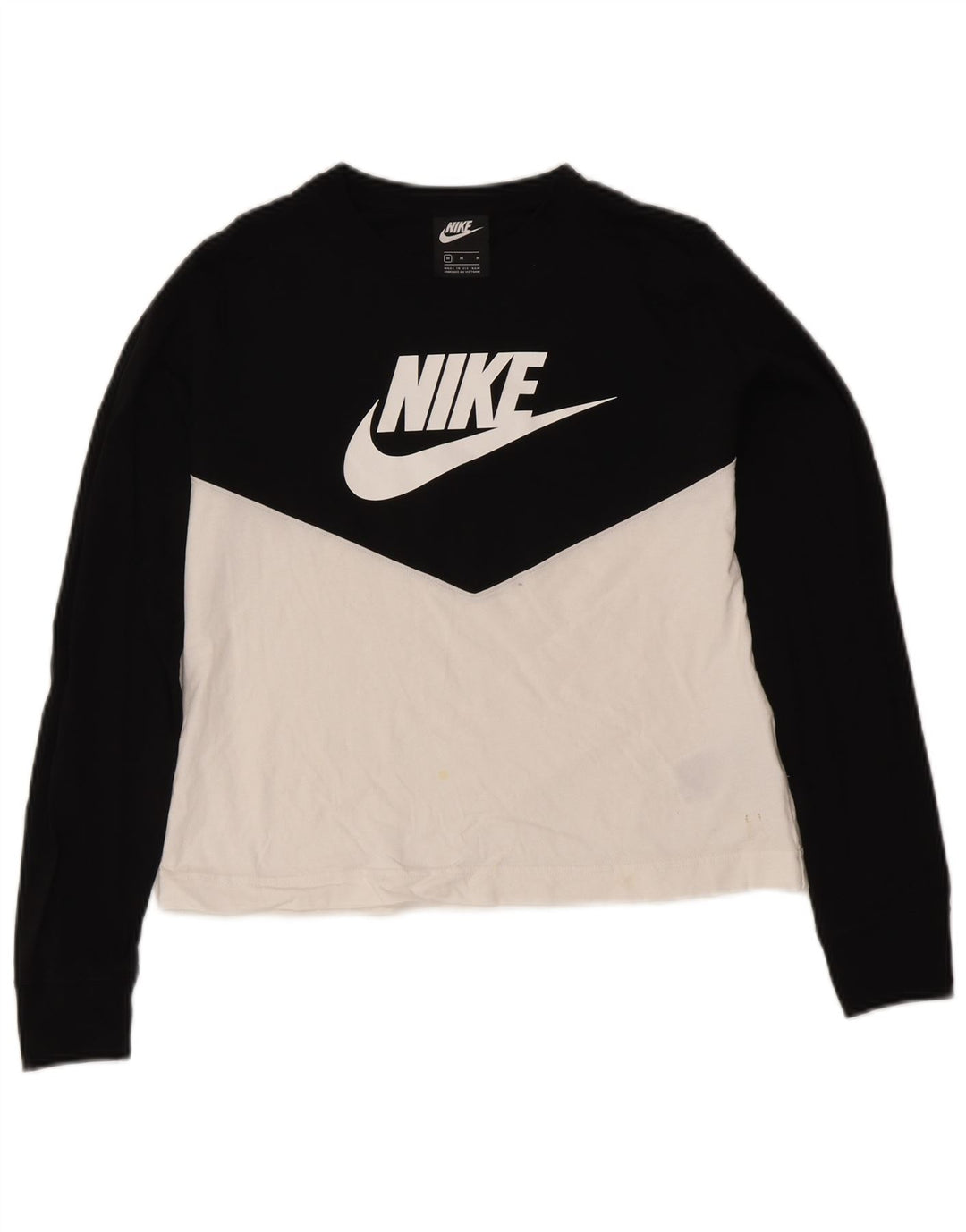 Женский топ с длинным рукавом Nike UK 12, средний черный, хлопок с цветными блоками
