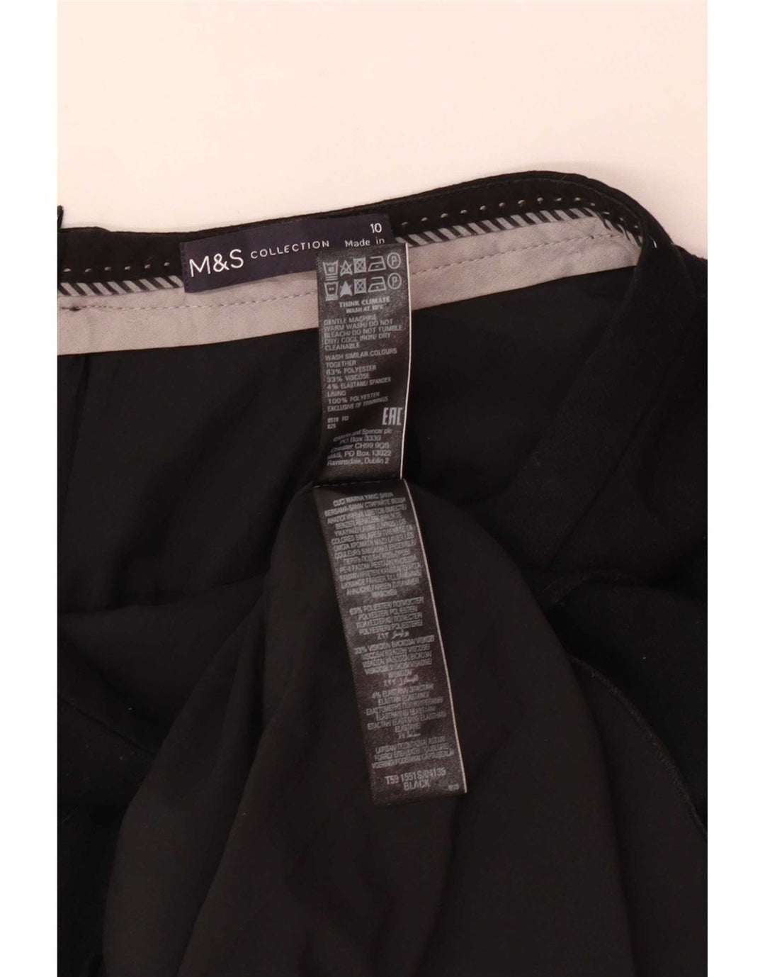 Женская юбка-карандаш Marks & Spencer UK 10, маленькая W26, черный полиэстер