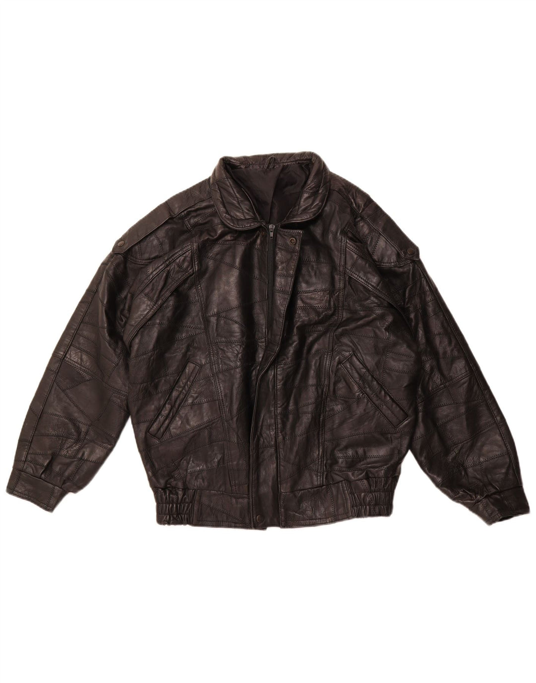 ВИНТАЖНАЯ Мужская кожаная куртка свободного покроя в стиле милитари, Великобритания, 36, маленькая, черная в стиле пэчворк