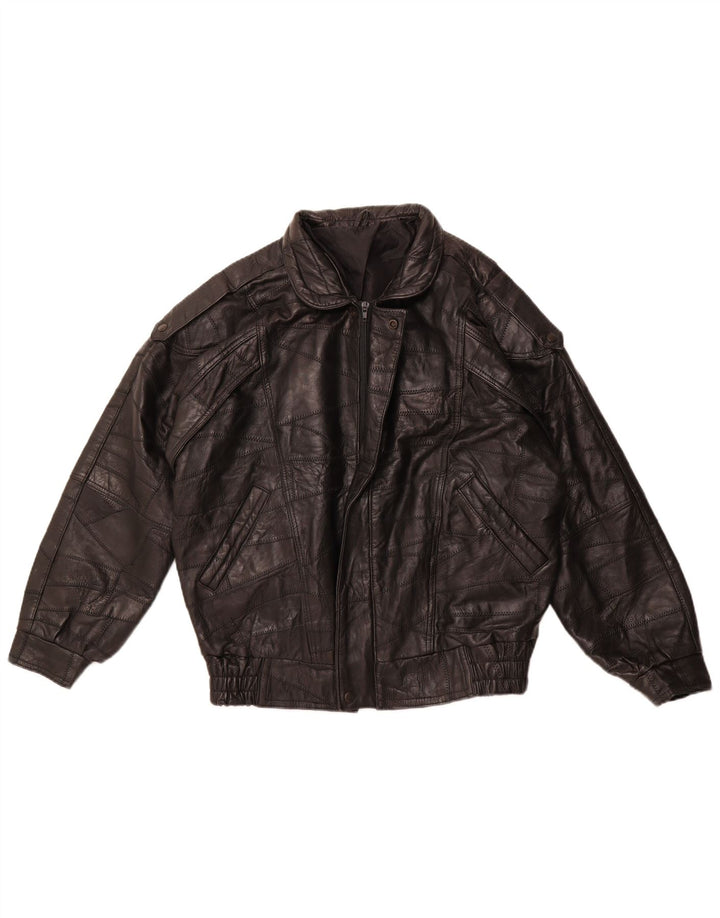 ВИНТАЖНАЯ Мужская кожаная куртка свободного покроя в стиле милитари, Великобритания, 36, маленькая, черная в стиле пэчворк