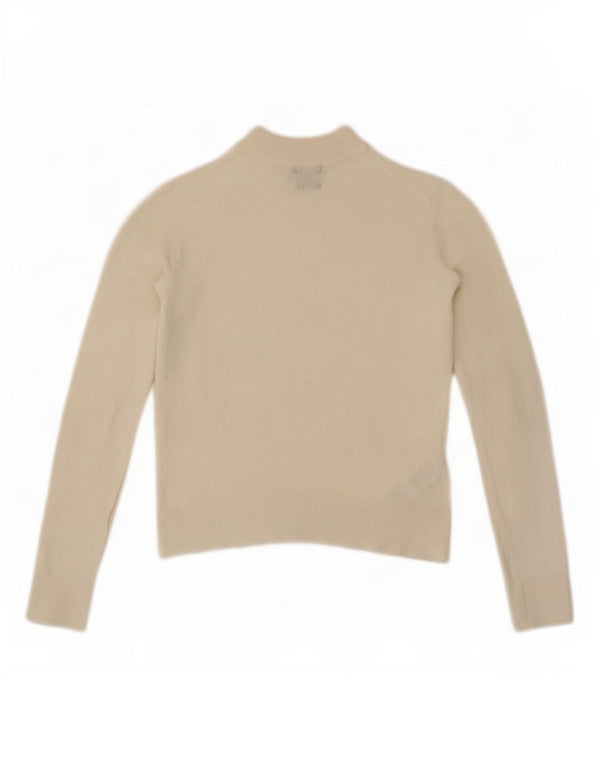 Женский укороченный джемпер с v-образным вырезом Massimo Dutti UK 6 XS, белая шерсть