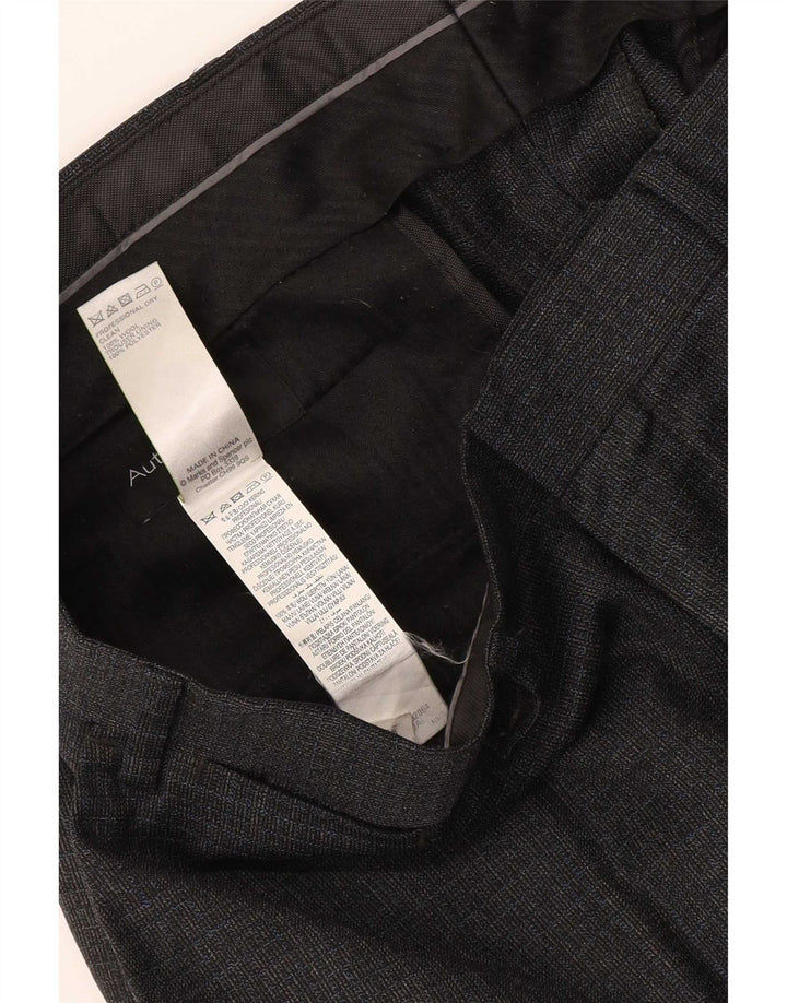 Мужские прямые костюмные брюки Marks & Spencer с автографом W36 L33 серые, шерстяные