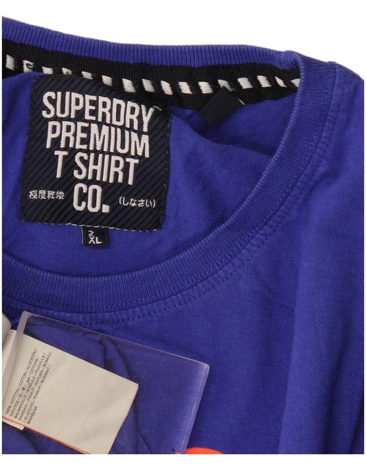 Мужская футболка с рисунком Superdry, 2XL, синяя, хлопок