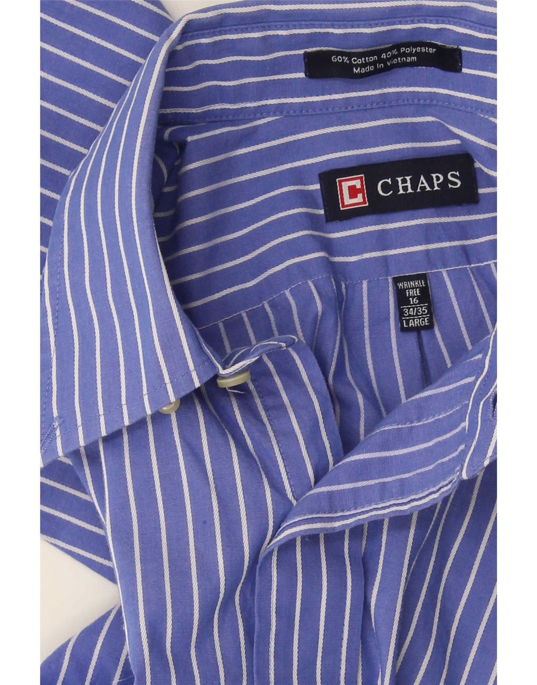 Мужская рубашка Chaps, размер 16, большая синяя хлопковая полоска