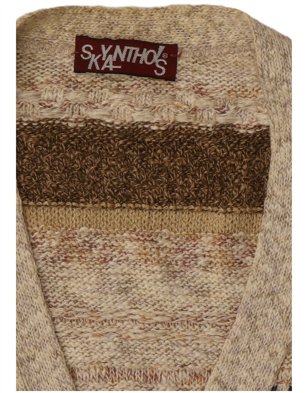 VINTAGE Мужской кардиган-свитер в большую бежевую полоску