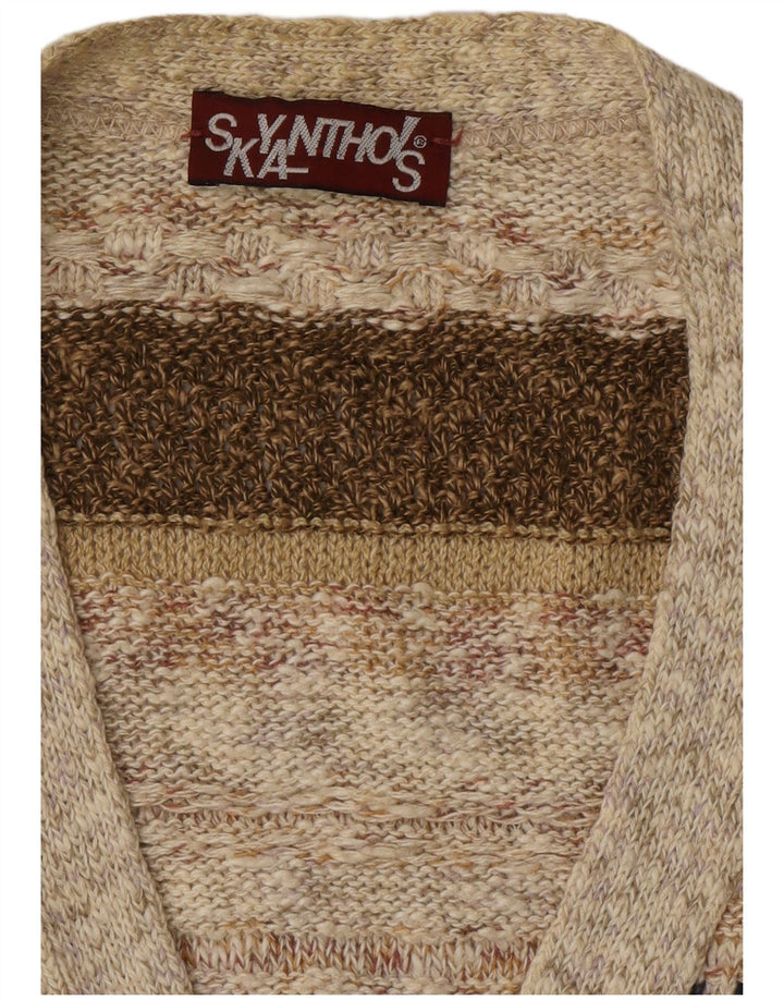 VINTAGE Мужской кардиган-свитер в большую бежевую полоску