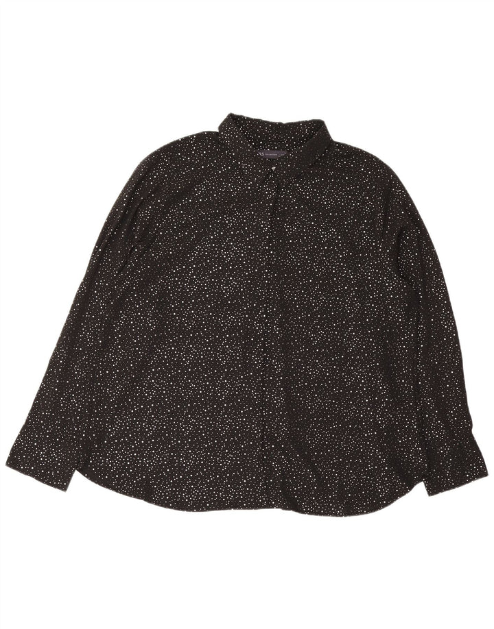 Женская блузка-рубашка оверсайз Marks & Spencer UK 18 XL, черная в крапинку