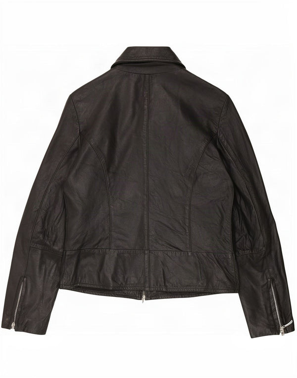Винтажная женская кожаная куртка IT 42 Medium Black