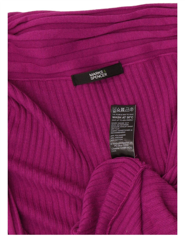 Женский асимметричный открытый кардиган Marks & Spencer UK 16, большой розовый