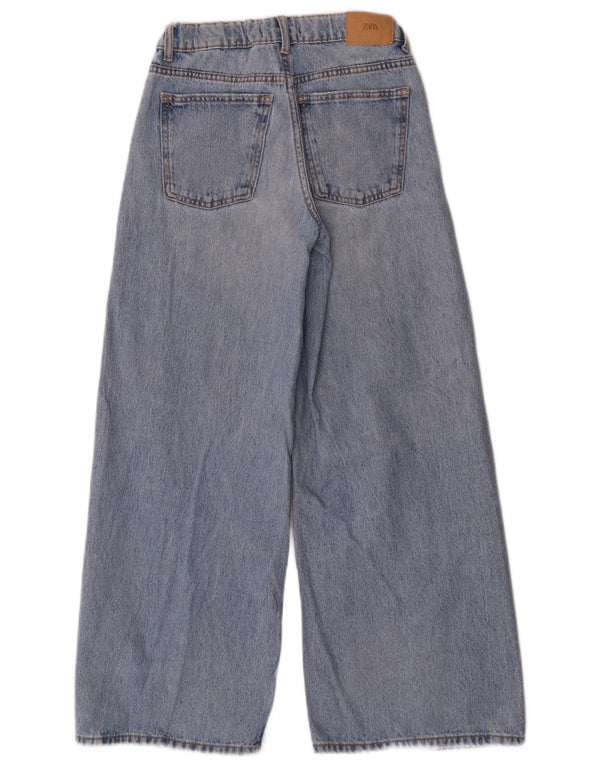 Zara Широкие джинсы с потертостями для девочек 13–14 лет W26 L27, синий хлопок