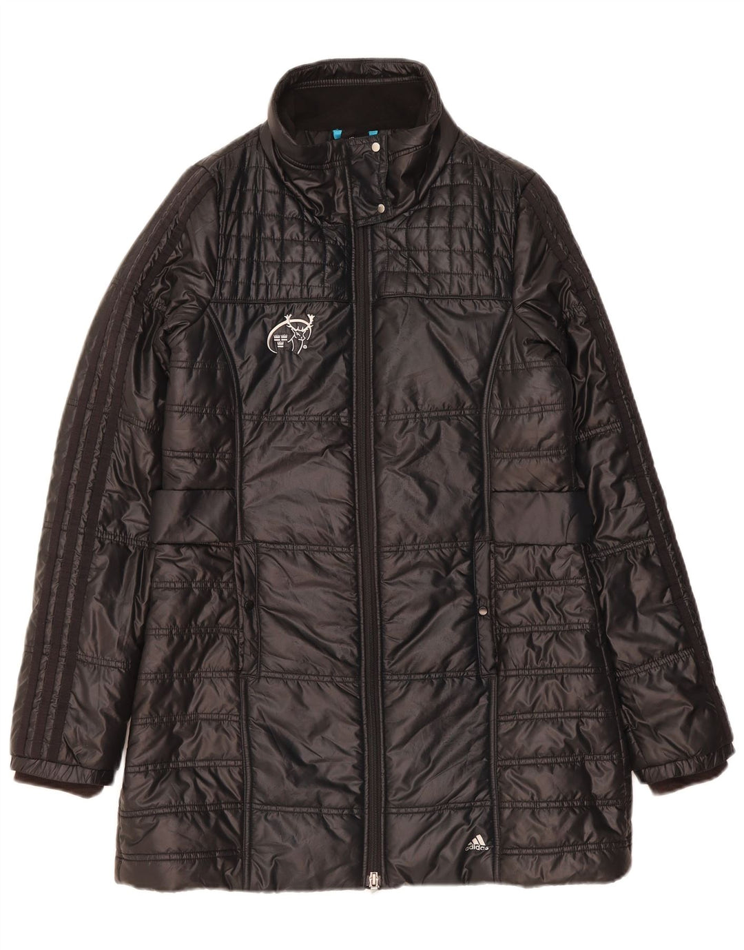 ADIDAS Womens Munster Rugby Padded Coat UK 14 Large Black Polyester
