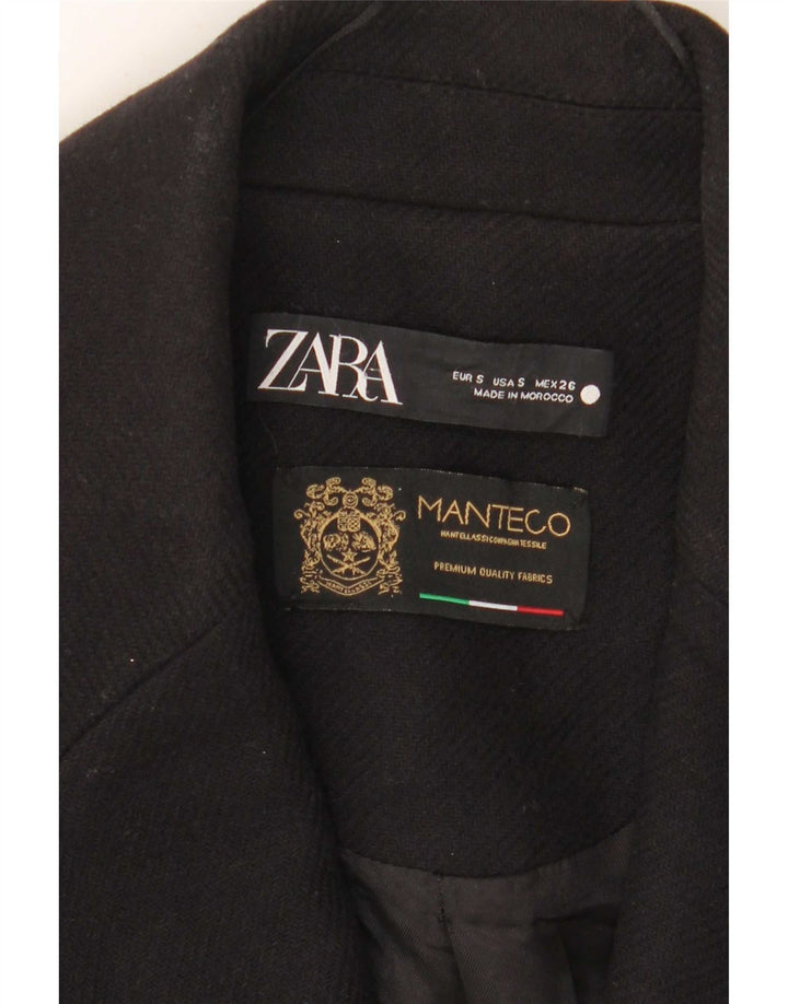 Женское двубортное пальто оверсайз Zara UK 10, маленькое черное