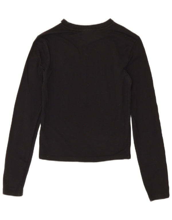 Женский укороченный топ Adidas с длинным рукавом UK 4/6 XS, черный хлопок