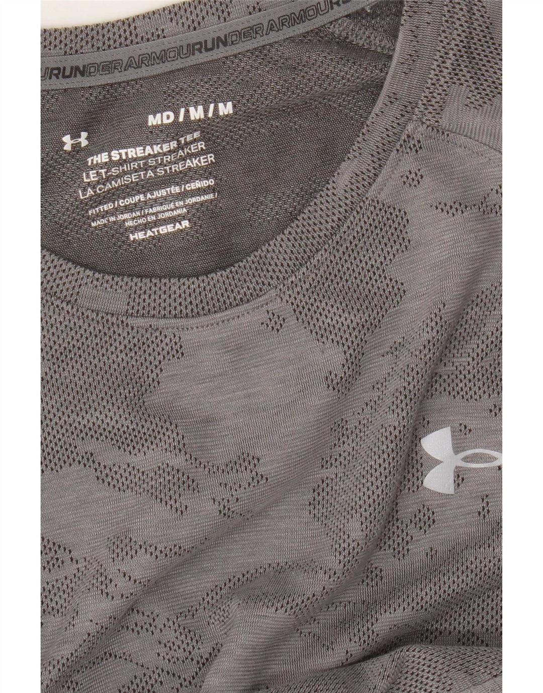 Мужская футболка Under Armour Heat Gear, топ среднего серого цвета с камуфляжным принтом