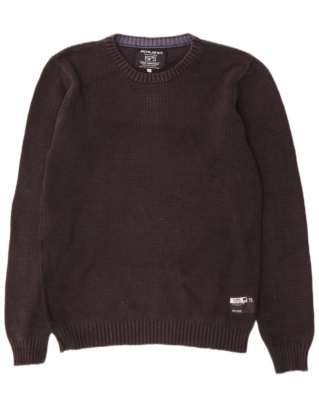 Мужской джемпер с круглым вырезом Jack & Jones, маленький черный хлопковый свитер