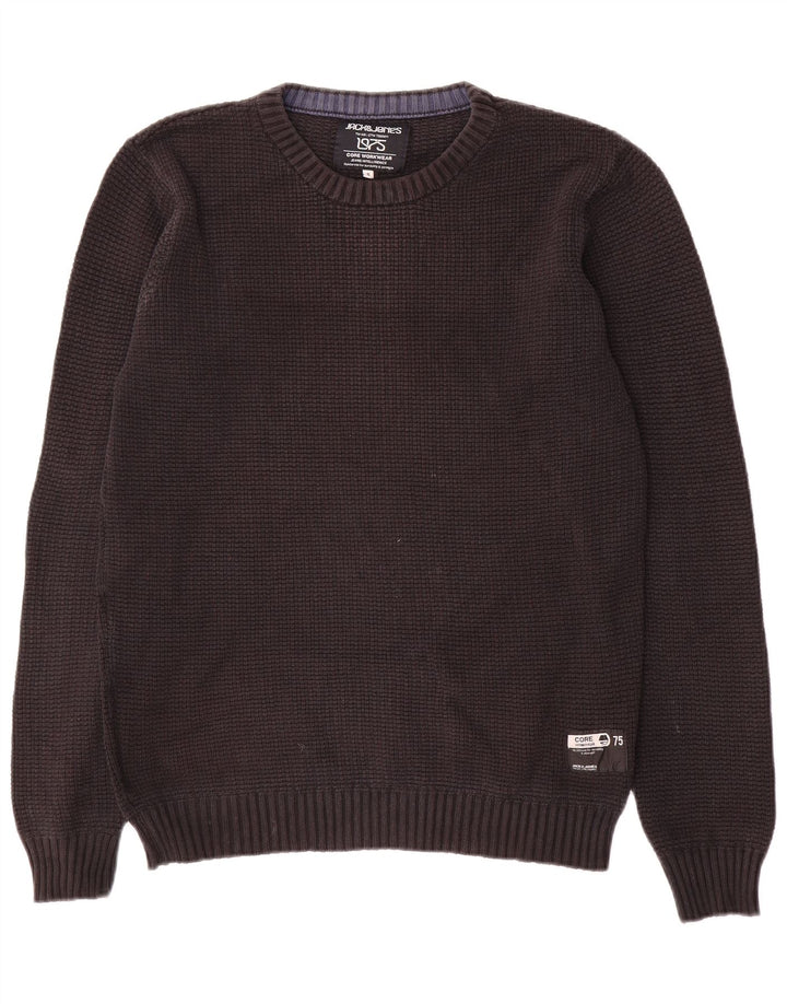 Мужской джемпер с круглым вырезом Jack & Jones, маленький черный хлопковый свитер