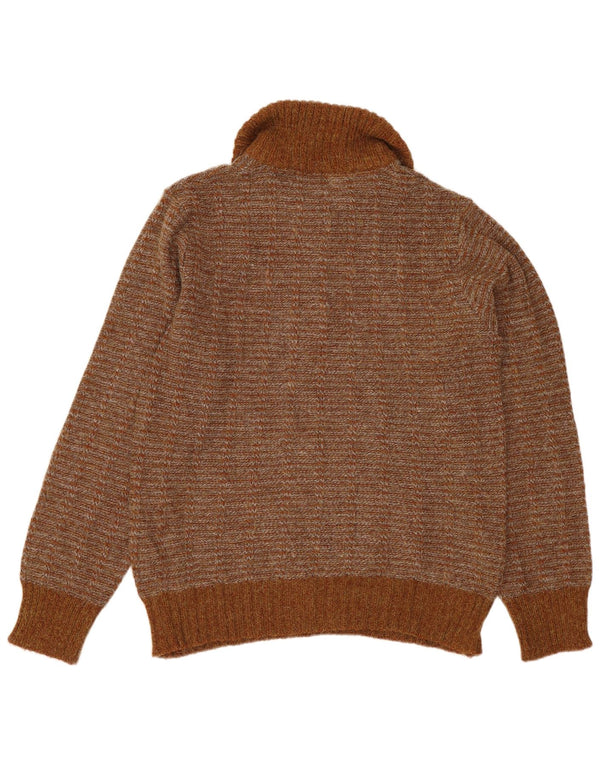 Мужской свитер VINTAGE с воротником поло IT 50, средний коричневый в полоску, акрил