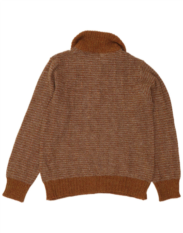 Мужской свитер VINTAGE с воротником поло IT 50, средний коричневый в полоску, акрил