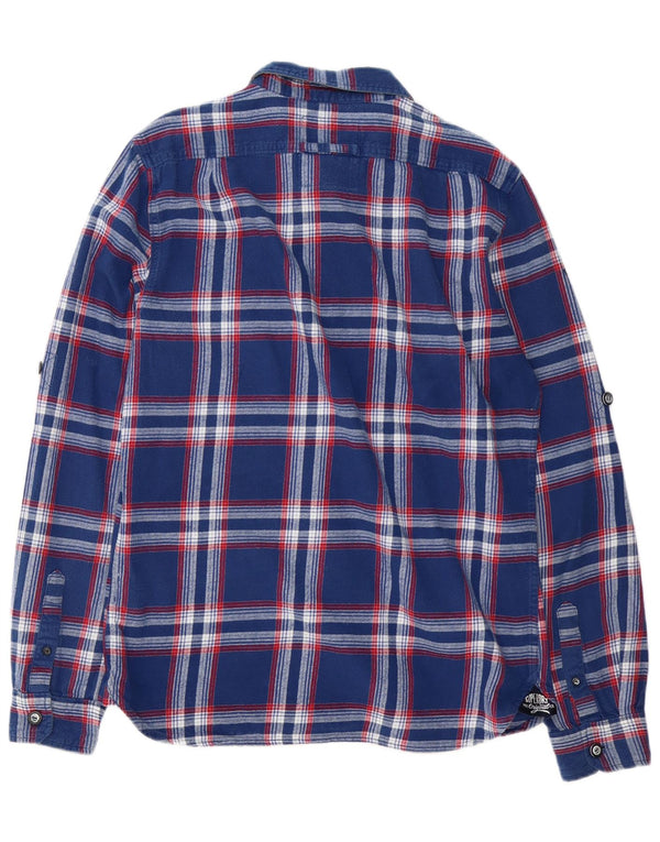 Мужская фланелевая рубашка Superdry, большая темно-синяя клетка, хлопок