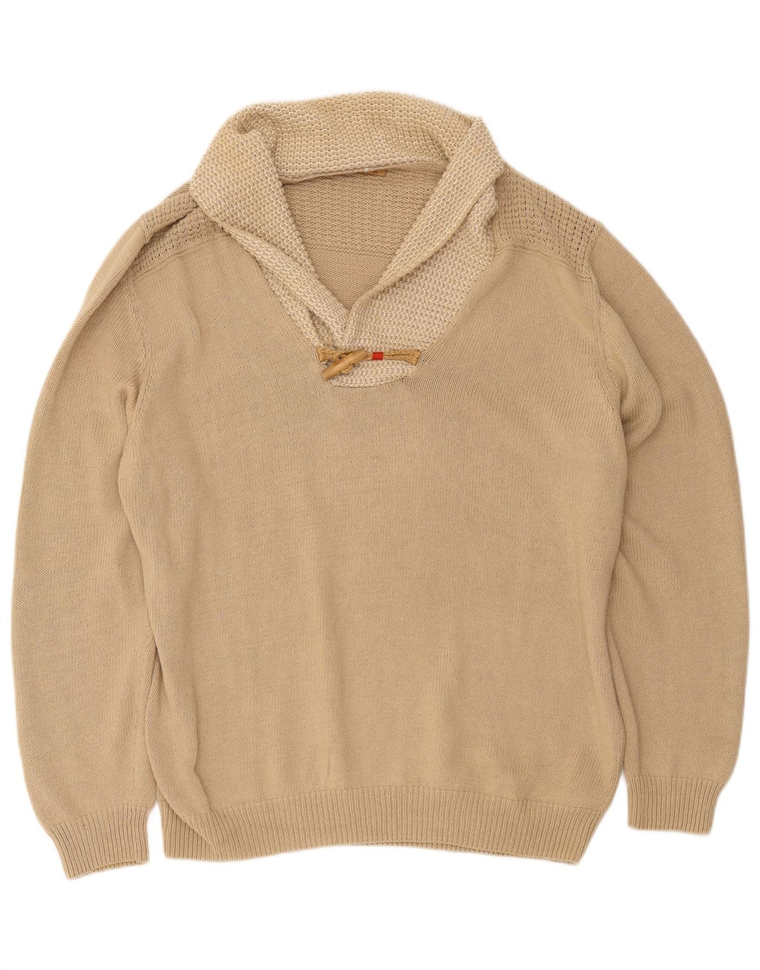 Мужской свитер Massimo Dutti с отложным воротником 2XL, бежевый хлопок