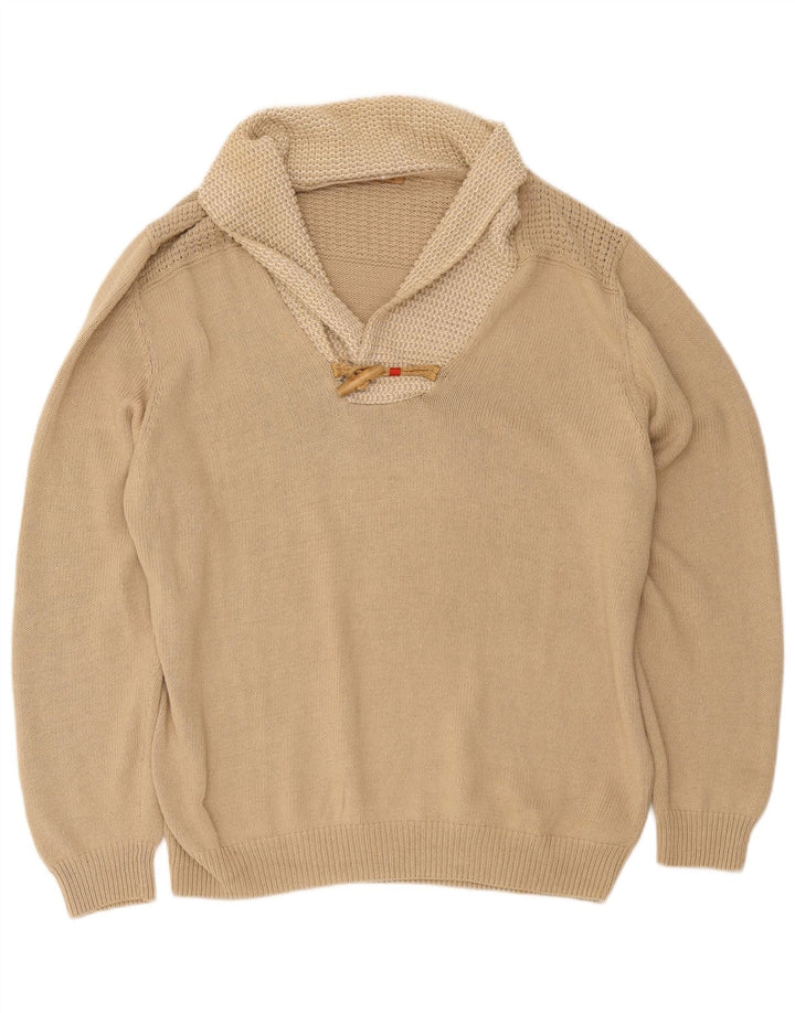 Мужской свитер Massimo Dutti с отложным воротником 2XL, бежевый хлопок